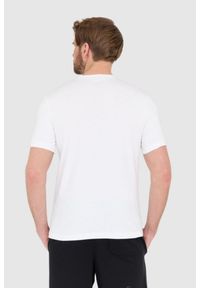 Blauer USA - BLAUER Biały męski t-shirt z dużym logo. Kolor: biały