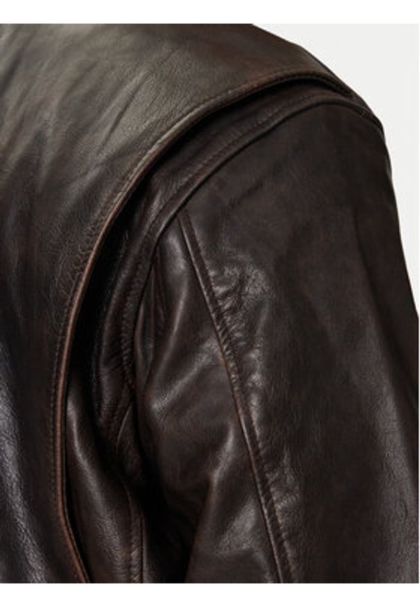 Levi's® Kurtka skórzana Clayton 003AU-0000 Brązowy Regular Fit. Kolor: brązowy. Materiał: skóra