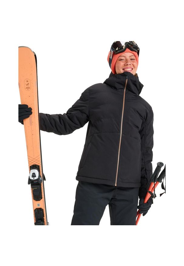 Roxy - Kurtka do sportów zimowych techniczna damska SNOWYHILL PUFFY. Kolor: czarny, wielokolorowy, zielony. Materiał: poliester, materiał. Sezon: zima. Sport: narciarstwo