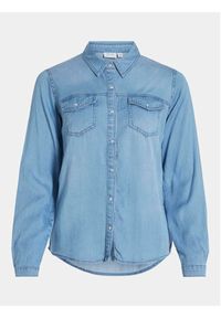 Vila Koszula jeansowa Bista 14033008 Niebieski Regular Fit. Kolor: niebieski. Materiał: bawełna