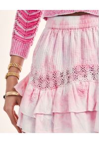 LOVE SHACK FANCY - Mini spódnica Rilo. Kolor: biały. Materiał: koronka, bawełna. Wzór: haft, kwiaty, koronka