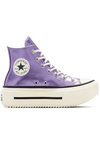 Buty sportowe Converse Chuck Taylor All Star Lift Double Stack Platform Metallic. Kolor: fioletowy. Materiał: syntetyk, materiał. Obcas: na platformie. Styl: sportowy #1