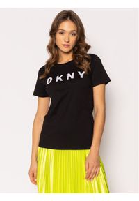 DKNY T-Shirt W3276CNA Czarny Regular Fit. Kolor: czarny. Materiał: bawełna #1