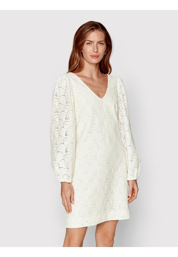 Samsoe & Samsoe - Sukienka letnia Samsøe Samsøe. Kolor: biały. Materiał: bawełna. Sezon: lato