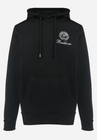 Born2be - Czarna Bluza z Kapturem i Nadrukiem Wykończona Polarem Marcsa. Typ kołnierza: kaptur. Kolor: czarny. Materiał: polar. Wzór: nadruk #6