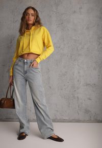 Renee - Żółta Bluza z Kapturem i Bawełną Ozdobiona Ściągaczami Evianae. Okazja: na spacer, na co dzień. Typ kołnierza: kaptur. Kolor: żółty. Materiał: bawełna. Długość rękawa: długi rękaw. Długość: długie. Wzór: aplikacja. Styl: casual #2