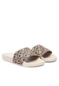 TOMMY HILFIGER - Tommy Hilfiger Klapki Monogram Pool Slide FW0FW09423 Brązowy. Kolor: brązowy. Materiał: materiał #5