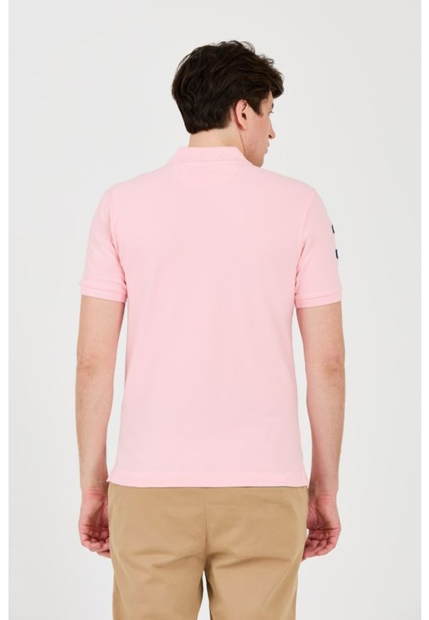 La Martina - LA MARTINA Różowe męskie polo z małym logo, Rozmiar XL. Typ kołnierza: polo. Kolor: różowy