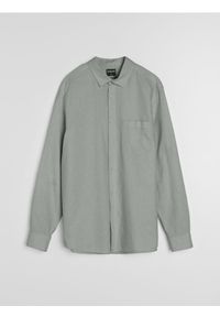 Sinsay - Bawełniana koszula z długim rękawem i kieszenią piersiową - zielony. Kolor: zielony. Materiał: bawełna. Długość rękawa: długi rękaw. Długość: długie