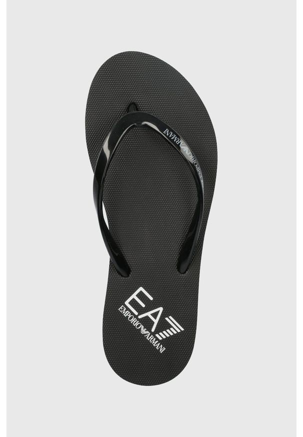 EA7 Emporio Armani japonki damskie kolor czarny na platformie. Kolor: czarny. Materiał: materiał. Wzór: gładki. Obcas: na platformie