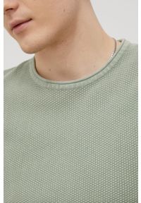 Jack & Jones sweter bawełniany męski kolor zielony lekki. Okazja: na co dzień. Kolor: zielony. Materiał: bawełna. Wzór: ze splotem. Styl: casual #5
