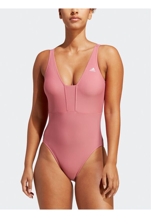 Adidas - adidas Strój kąpielowy Iconisea 3-Stripes Swimsuit IB9243 Różowy Fitted Fit. Kolor: różowy. Materiał: syntetyk