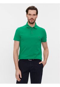 TOMMY HILFIGER - Tommy Hilfiger Polo 1985 MW0MW17771 Zielony Slim Fit. Typ kołnierza: polo. Kolor: zielony. Materiał: bawełna