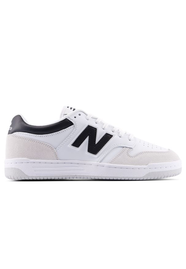 Buty unisex New Balance BB480LIW – białe. Okazja: na co dzień. Kolor: biały. Materiał: dresówka, materiał, skóra, syntetyk. Szerokość cholewki: normalna. Sport: turystyka piesza