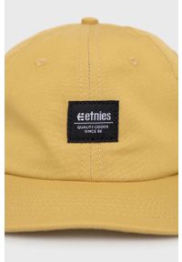 Etnies czapka kolor żółty z aplikacją. Kolor: żółty. Materiał: bawełna, materiał. Wzór: aplikacja #3