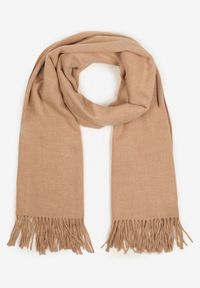 Born2be - Beżowy Szalik z Bawełną i Wiskozą Ozdobiony Frędzlami Siadortia. Okazja: na co dzień, na spotkanie biznesowe. Kolor: beżowy. Materiał: bawełna, wiskoza. Wzór: aplikacja. Styl: klasyczny, casual, elegancki, biznesowy #4