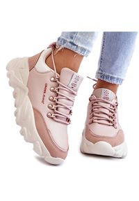 Damskie Sneakersy Na Platformie Cross Jeans KK2R4072C Nude różowe. Zapięcie: sznurówki. Kolor: różowy. Materiał: materiał, skóra ekologiczna. Obcas: na platformie #10