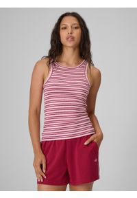 4f - 4F Top slim z prążkowanej dzianiny damski - różowy M. Kolor: różowy. Materiał: prążkowany, dzianina. Sport: tenis #1
