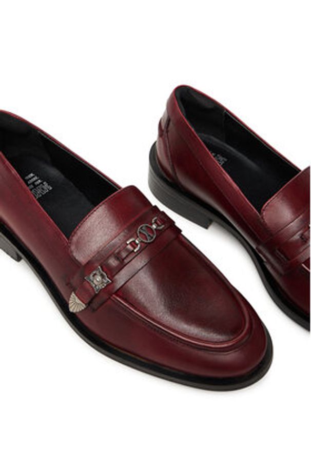 Bronx Loafersy Next Wagon 66652-US Bordowy. Kolor: czerwony. Materiał: skóra