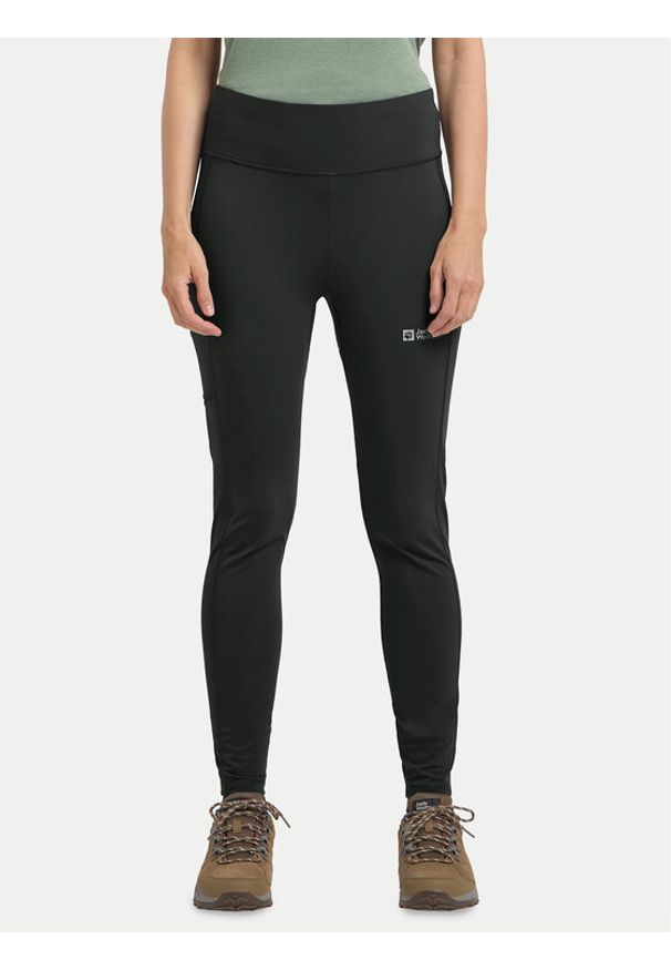 Jack Wolfskin Legginsy Klintal 1508901 Czarny Slim Fit. Kolor: czarny. Materiał: syntetyk