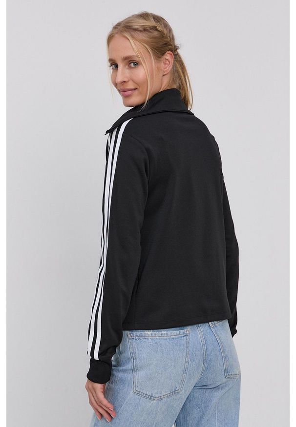 adidas Originals Bluza damska kolor czarny gładka. Okazja: na co dzień, na plażę. Kolor: czarny. Materiał: materiał, dzianina. Wzór: gładki. Styl: casual