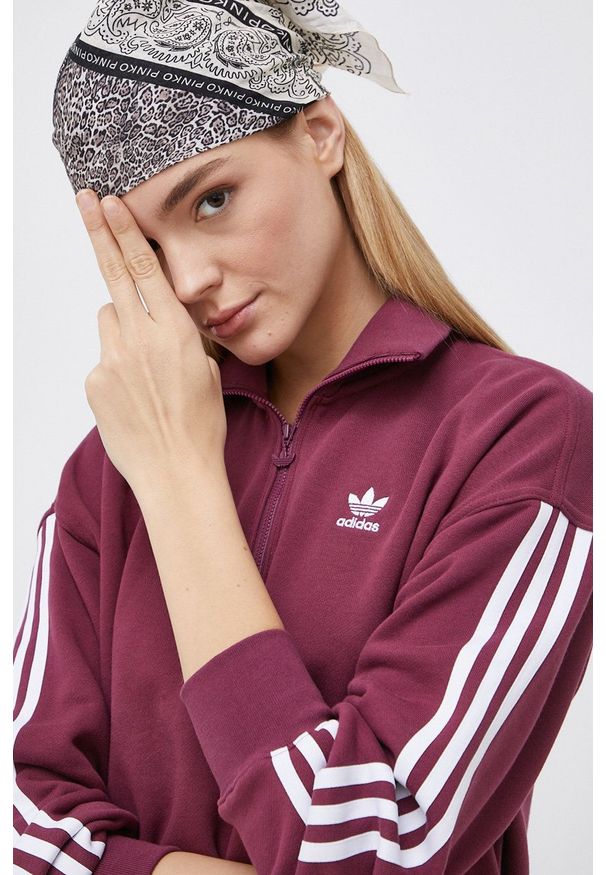 adidas Originals - Bluza bawełniana. Okazja: na co dzień. Kolor: fioletowy. Materiał: bawełna. Długość rękawa: długi rękaw. Długość: krótkie. Styl: casual