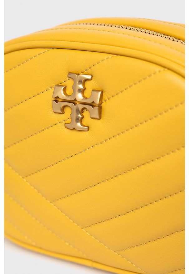 Tory Burch torebka skórzana kolor żółty. Kolor: żółty. Materiał: skórzane. Rodzaj torebki: na ramię