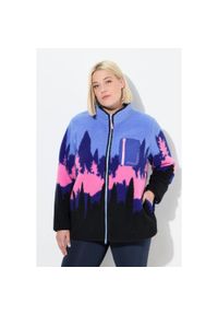 ULLA POPKEN - Damskie Kurtka z pluszowego polaru motyw gór stójka. Typ kołnierza: kołnierzyk stójkowy. Kolekcja: plus size. Kolor: niebieski. Materiał: poliester, materiał. Sport: wspinaczka #1