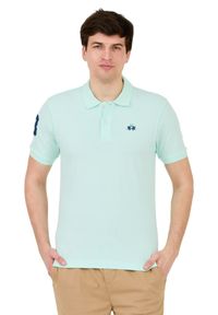 La Martina - LA MARTINA Miętowe męskie polo z małym logo, Rozmiar L. Typ kołnierza: polo. Kolor: zielony #5