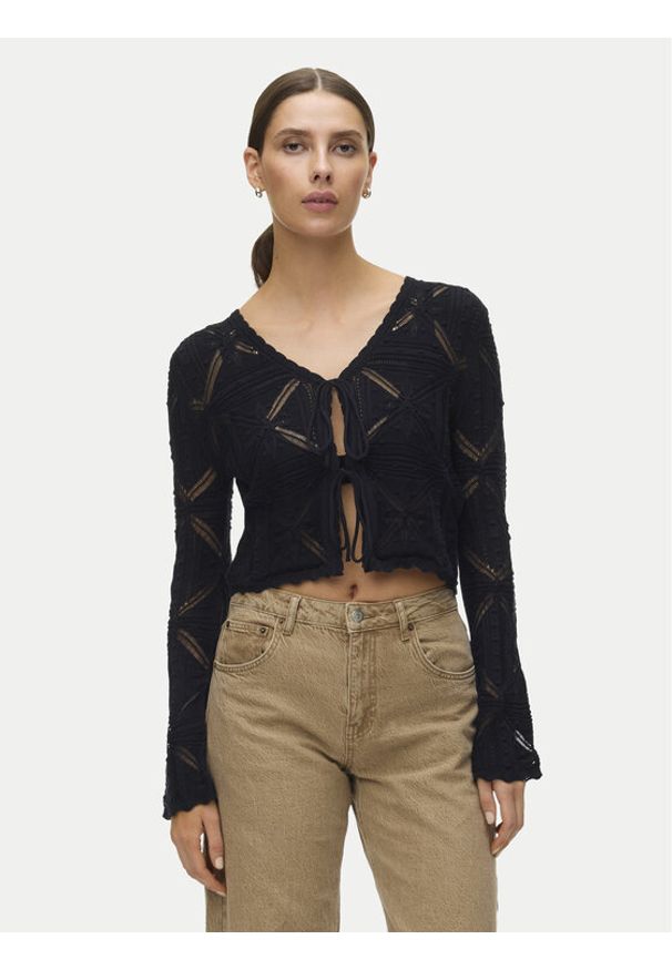 Vero Moda Kardigan Lola 10337188 Czarny Regular Fit. Kolor: czarny. Materiał: bawełna