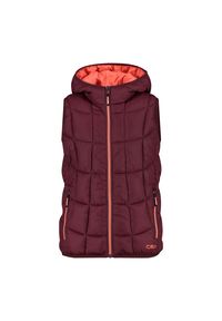 Dziewczęca kurtka bez rękawów z kapturem CMP. Typ kołnierza: kaptur. Kolor: czerwony, wielokolorowy, brązowy. Długość rękawa: bez rękawów #1