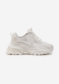 Renee - Białe Klasyczne Sneakersy Sznurowane na Niskiej Platformie Lenivia. Kolor: biały. Obcas: na platformie #3