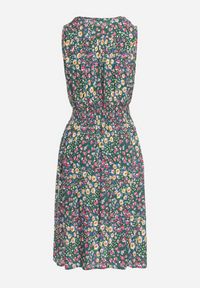 Born2be - Zielono-Żółta Wiskozowa Sukienka w Kwiaty z Kopertową Górą Nervila. Kolor: zielony. Materiał: wiskoza. Wzór: kwiaty. Typ sukienki: kopertowe #3