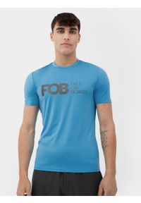 4f - Koszulka z filtrem UV męska. Kolor: turkusowy. Materiał: materiał, dzianina. Styl: sportowy