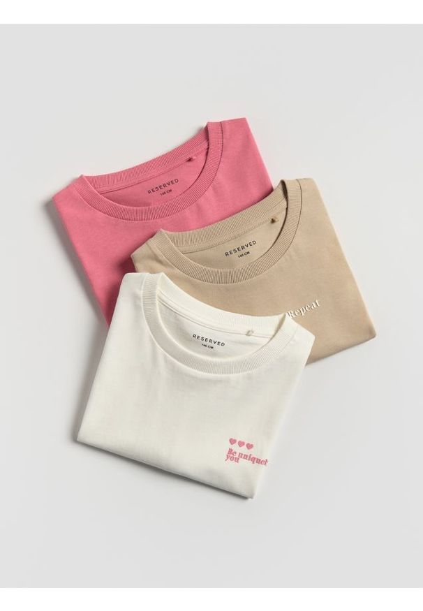 Reserved - Bawełniany t-shirt 3 pack - wielobarwny. Materiał: bawełna