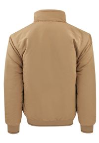Ocieplona Zimowa Kurtka z Wysokim Kołnierzem - Pako Jeans - Beżowa. Kolor: brązowy, wielokolorowy, beżowy. Materiał: tkanina, poliester. Sezon: zima