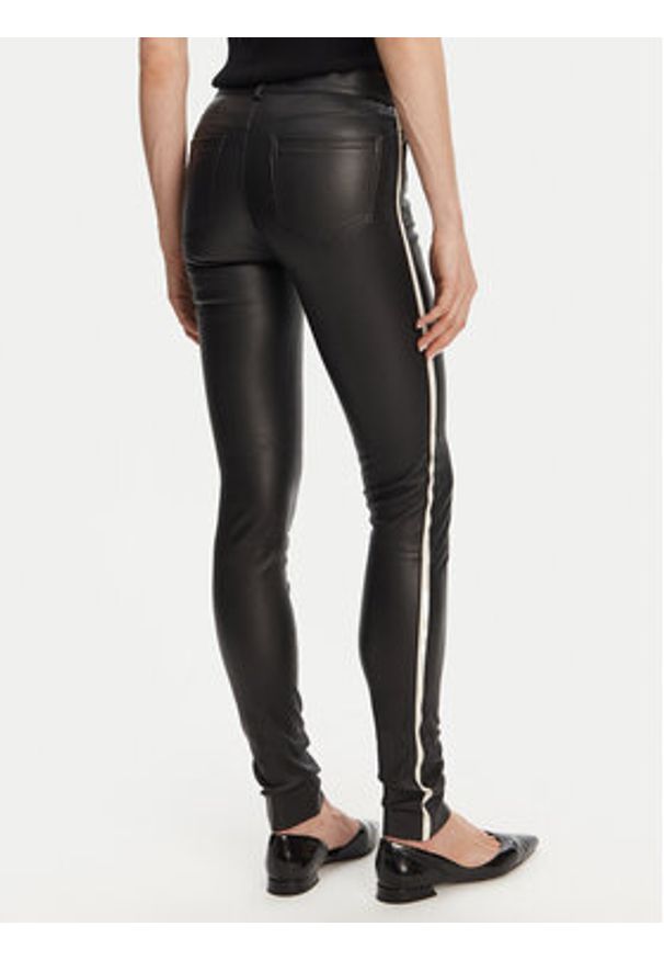 Serge Pariente Spodnie skórzane Sexy Stretch Thin Strip Czarny Slim Fit. Kolor: czarny. Materiał: skóra