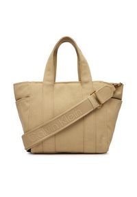 Calvin Klein Torebka Webbing Strap Canvas Small Tote LV04F3384G Beżowy. Kolor: beżowy #3