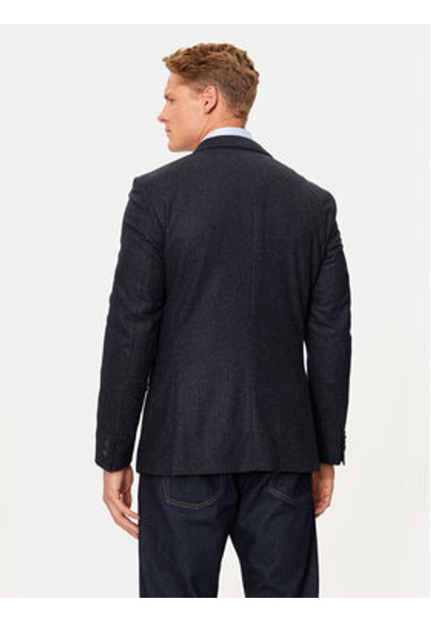 BOSS - Boss Marynarka H-Hutson 50528083 Granatowy Slim Fit. Kolor: niebieski. Materiał: wełna
