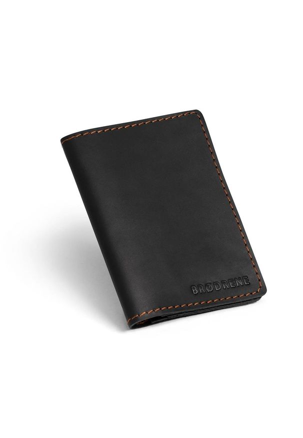Skórzany cienki portfel slim wallet z miejscem na monety BRODRENE SW08 czarny. Kolor: czarny. Materiał: skóra