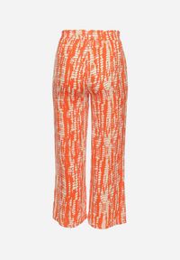 Born2be - Pomarańczowe Szerokie Spodnie z Wysokim Stanem i Gumką w Pasie Miffiana. Stan: podwyższony. Kolor: pomarańczowy. Wzór: nadruk #2