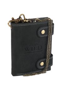 ALWAYS WILD - Portfel skórzany Always Wild 2901-BIC BLACK czarny. Kolor: czarny. Materiał: skóra. Wzór: aplikacja