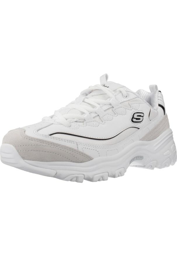 skechers - Buty do chodzenia damskie Skechers D'lites. Zapięcie: sznurówki. Kolor: czerwony, biały, wielokolorowy, czarny. Materiał: tkanina, skóra. Szerokość cholewki: normalna. Model: Skechers Sport. Sport: turystyka piesza