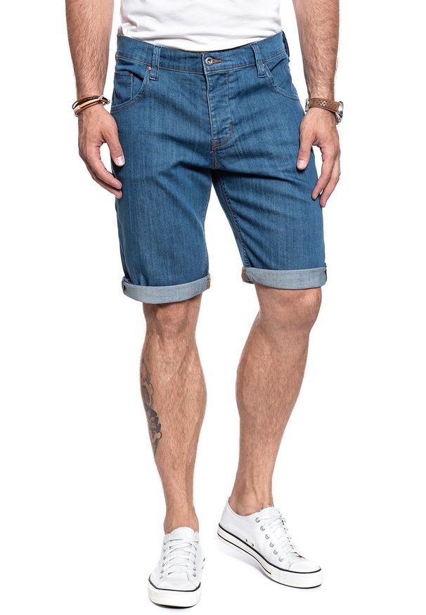 Mustang - SPODENKI MUSTANG 5 Pocket Short DENIM BLUE 1007373 5000 310. Materiał: denim