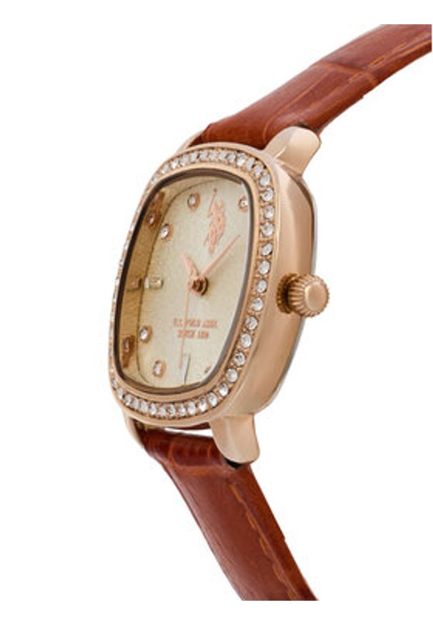 U.S. Polo Assn. Zegarek Mirabelle USP8488RG Brązowy. Kolor: brązowy. Materiał: skóra