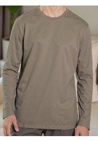 Sinsay - Bawełniana koszulka z długimi rękawami - brązowy. Kolor: brązowy. Materiał: bawełna. Długość rękawa: długi rękaw. Długość: długie