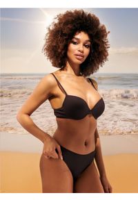 Sinsay - Dół od bikini - brązowy. Kolor: brązowy. Materiał: włókno, prążkowany, materiał
