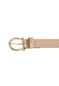 Ochnik - Beżowy skórzany pasek damski. Kolor: beżowy. Materiał: skóra. Wzór: gładki, aplikacja #2
