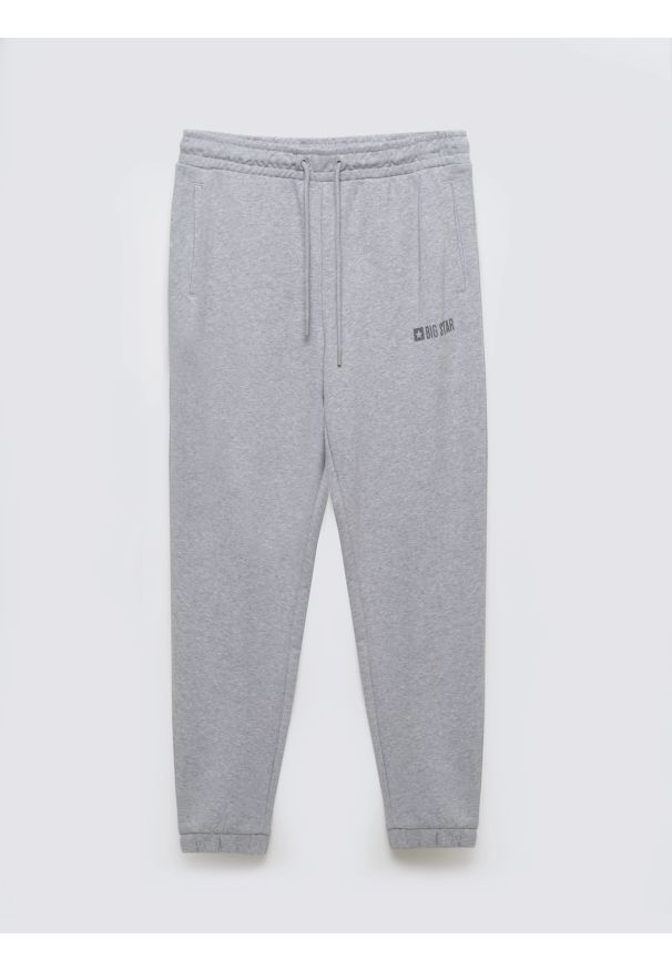 Big-Star - Spodnie męskie dresowe szare Brutus 901. Kolekcja: plus size. Kolor: szary. Materiał: dresówka. Wzór: nadruk, aplikacja