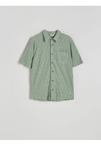 Reserved - Wzorzysta koszula comfort fit - jasnozielony. Kolor: zielony. Materiał: dzianina